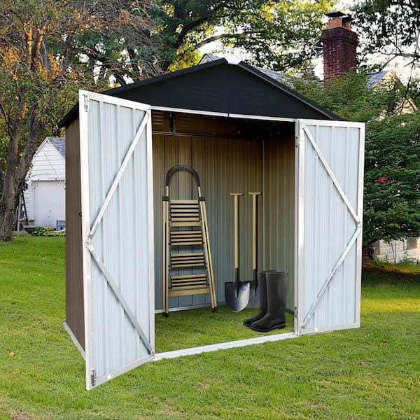 6 ft. W x 4 ft. D Apex Roof Outdoor Storage Shed (Brown and Black