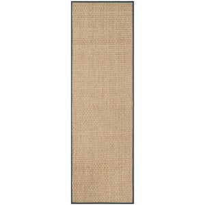 Natural Fiber Beige/Dark Gray 3 ft. x 8 ft. Border Runner Rug