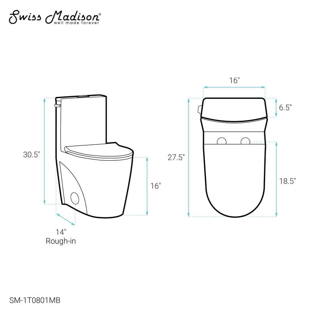 Matte Black High Efficiency One-Piece Elongated Toilet