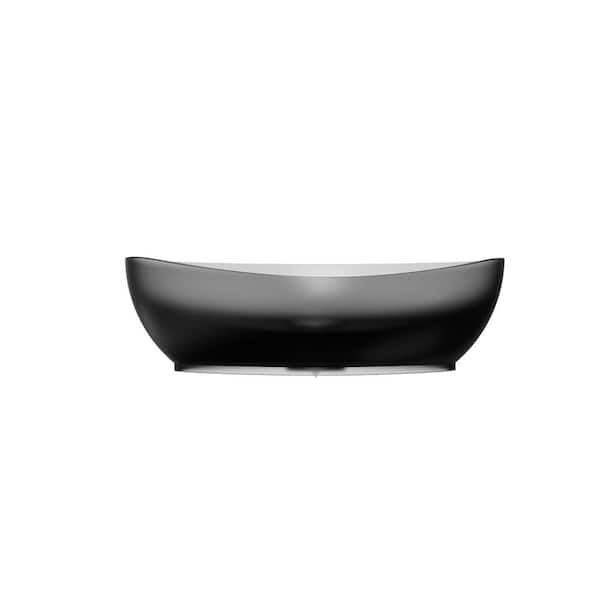 Staykiwi 20 in. W x 14 in . D x 6 in. H Black Ash Solid Surface Oval Vessel Sink
