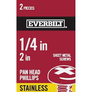 #14 x 2 in. Phillips Pan Head Stainless Steel Sheet Metal Screw (2-Pack)