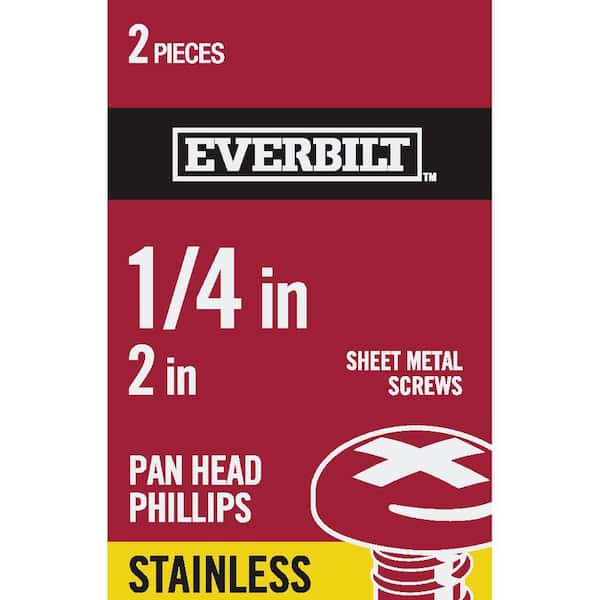 Everbilt #14 x 2 in. Phillips Pan Head Stainless Steel Sheet Metal Screw (2-Pack)