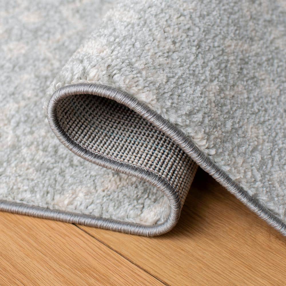 Ivory and Light Grey Geometric Square Area Rug