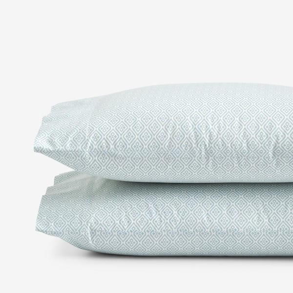 The Company Store Company Cotton Clemencia Geometric Pale Blue Cotton Percale King Pillowcases (Set of 2)