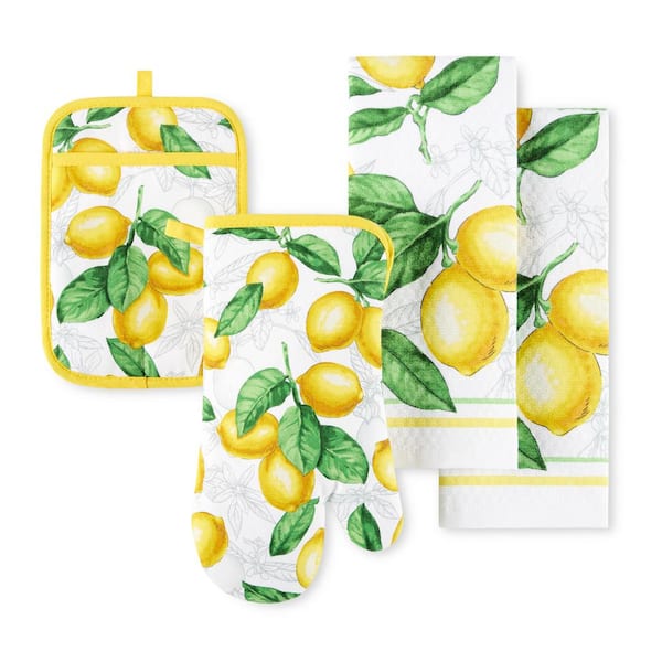 2pc Cotton Printed Lemon Oven Mitt and Pot Holder Set - Threshold™