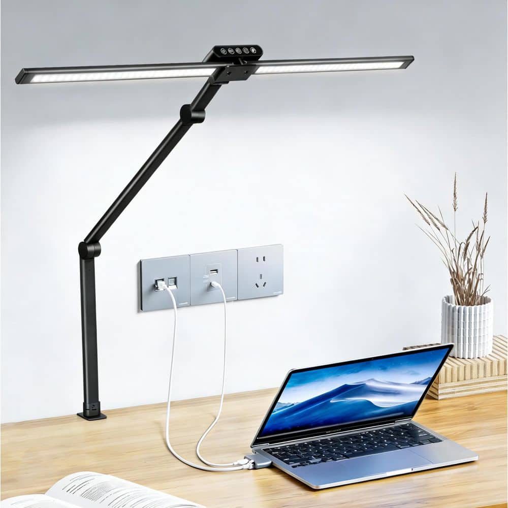 BICIK 30 in. Black 2-Head Integrated LED Adjustable Swing Arm Plug BICIK 30 in. Black 2-Head Integrated LED Adjustable Swing Arm Plug