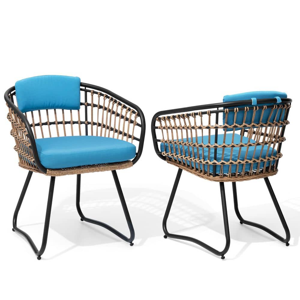 Pellebant Outdoor Patio Wicker Dining Chairs PE Rattan Seating Set with ...