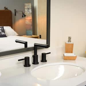 Neo 8 in. Widespread 2-Handle Bathroom Faucet with Drain Assembly in Matte Black