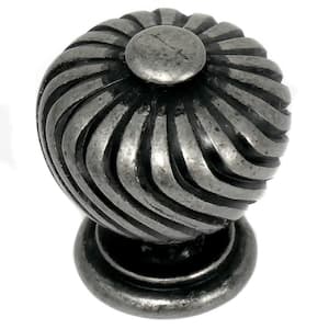 French Twist 1-1/4 in. Distressed Pewter Round Cabinet Knob