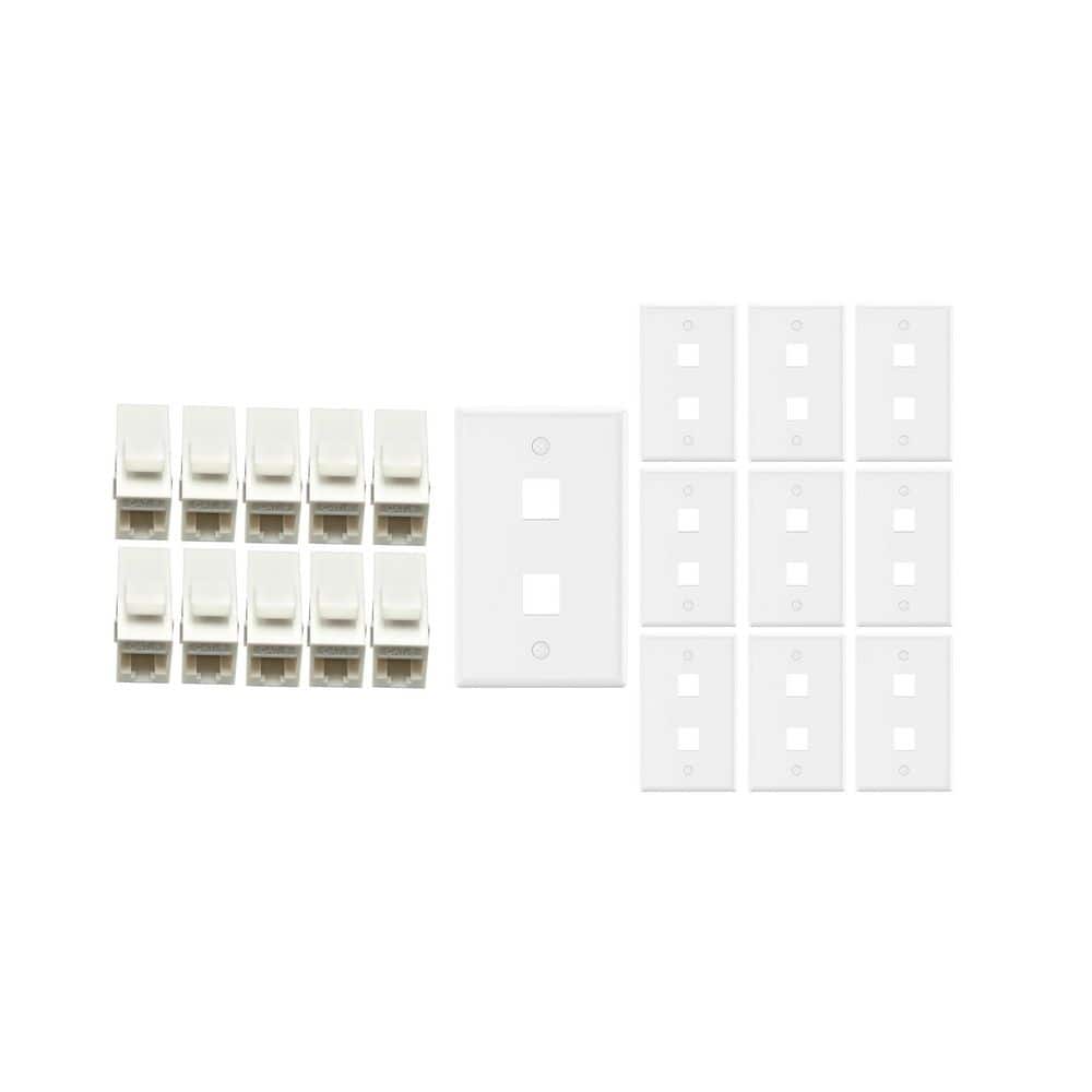 10-Pack 1-Gang White Keystone Plastic Wall Plate 2-Port & 10 Cat 6 RJ45 Keystone Inline Couplers White price history on PriceWatchPro