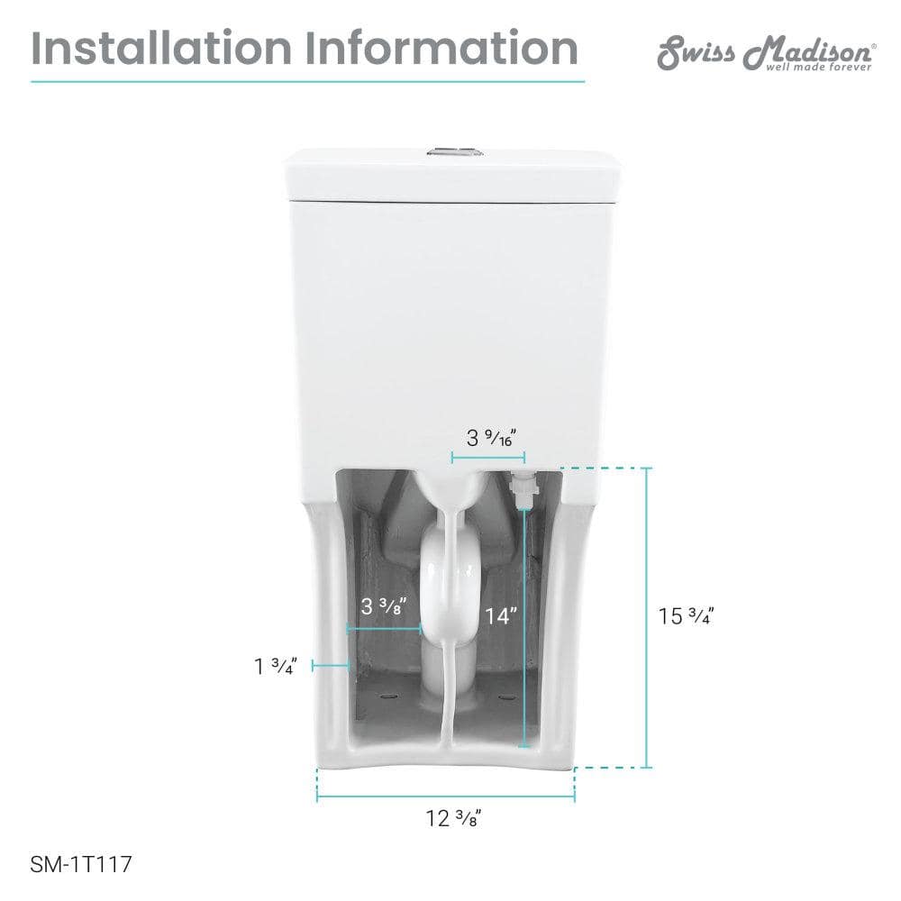 Glossy White Elongated Dual Flush One-Piece Toilet