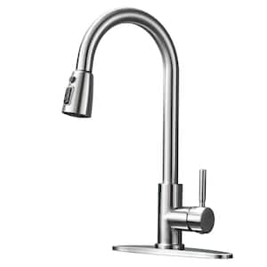 Single Handle Pull Down Sprayer Kitchen Faucet with Advanced Spray in Brushed Nickel