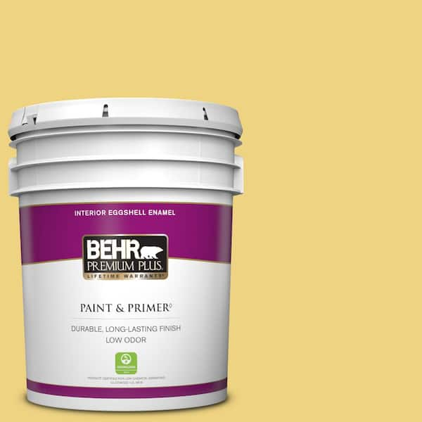 BEHR PREMIUM PLUS 5 gal. #380D-4 Feather Gold Eggshell Enamel Low Odor Interior Paint & Primer