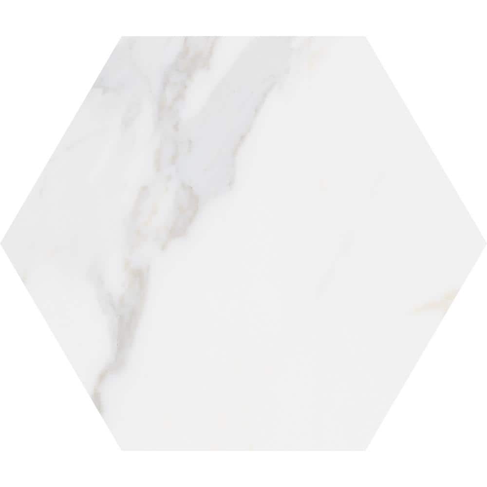 Toscana Carrara 9 in. x 10 in. Hexagon Matte Glazed Porcelain Floor and Wal