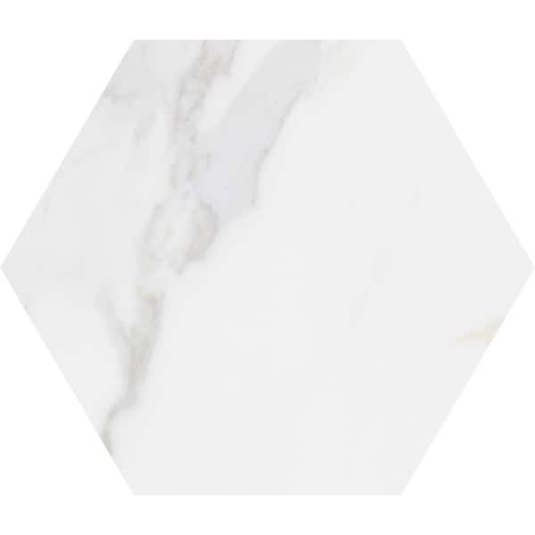 Unbranded Toscana Carrara 9 in. x 10 in. Hexagon Matte Glazed Porcelain Floor and Wall Tile (9.08 sq. ft./Case)