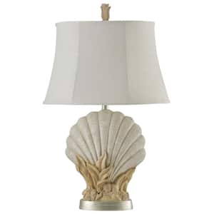 Avoca Beach 31 in. Sandstone Table Lamp with White Softback Fabric Shade