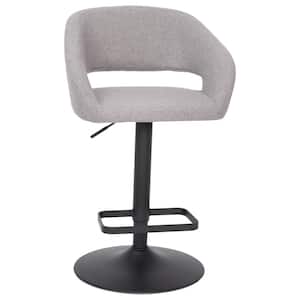 42.75 in. Gray Fabric/Black Frame Mid Metal Bar Stool with Fabric Seat