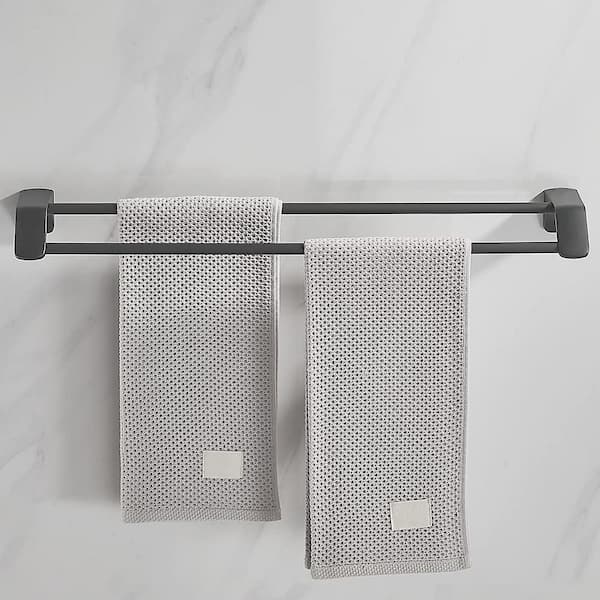 Self-Adhesive Bathroom Towel Rack Wall Mounted Aluminum Double Bar Towel  Holder Kitchen Bathroom Accessories Towel Hanger