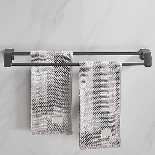 BWE 24 Bathroom Towel Rack With 2-Towel Bars Wall Mount Holder
