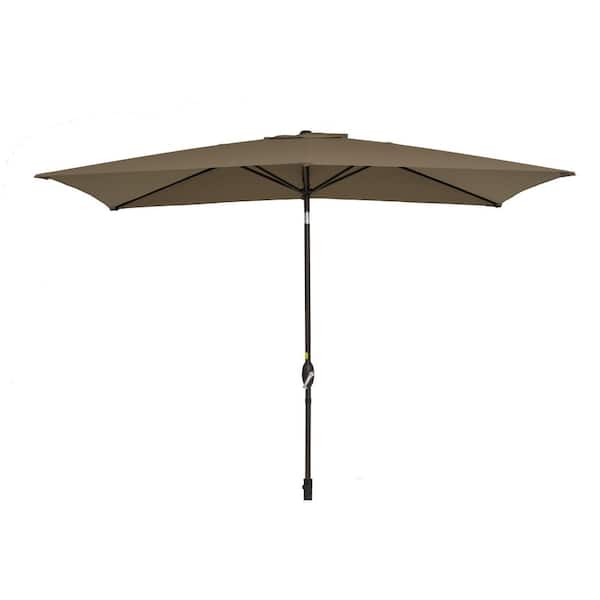 Unbranded 6.5 ft. x 10 ft. Rectangular Steel Patio Umbrella in Taupe