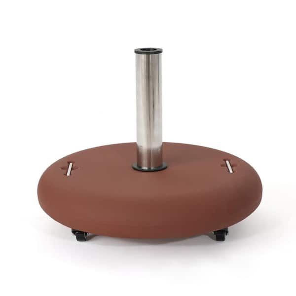 Unbranded 88 lbs. Concrete Patio Umbrella Base with Wheels in Terracotta, Accommodates 1.6/1.9/2.3 in. Umbrella Poles