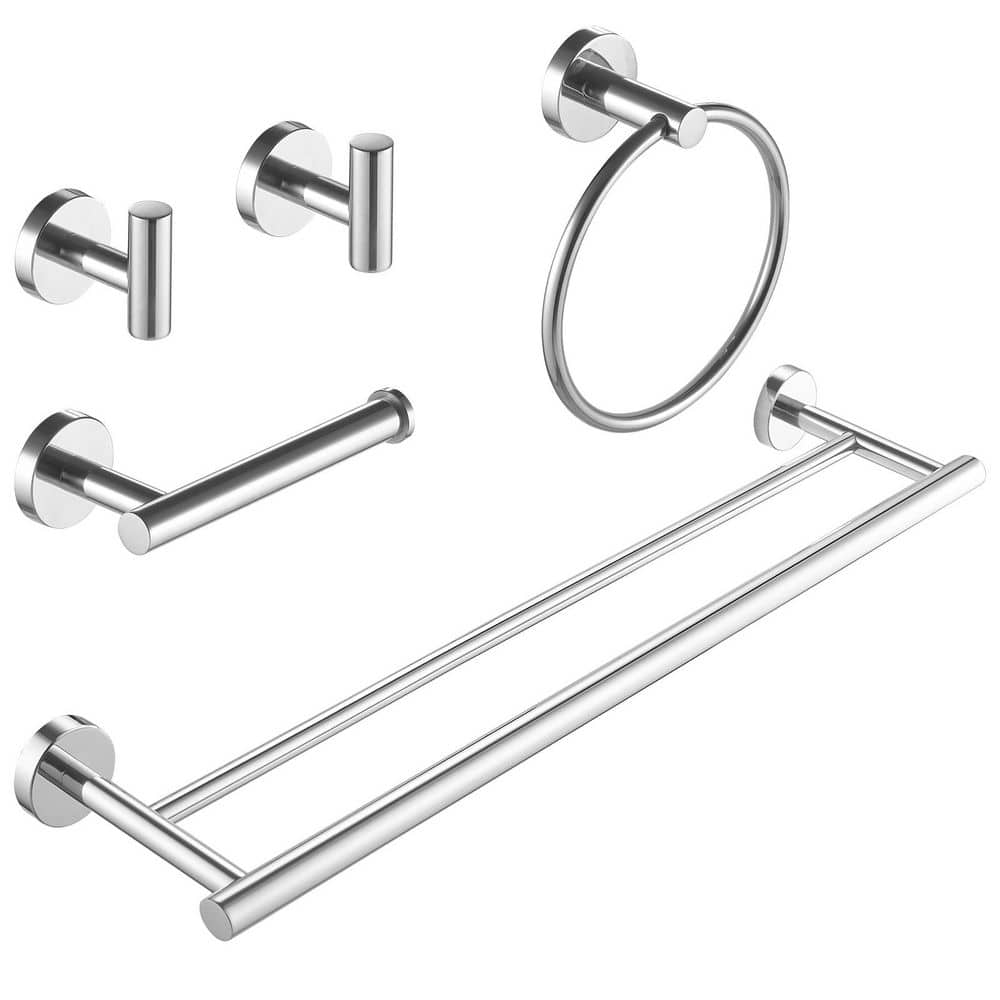 5-Piece Bathroom Hardware Set with Towel Bar/Rack, Toilet Paper Holder, Towel/Robe Hook, Towel Ring in Polished Chrome price history on PriceWatchPro