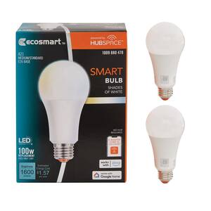 Ecosmart 100-Watt Equivalent Smart A21 Tunable White CEC LED Light Bulb with Voice Control Powered by Hubspace (2-Pack)