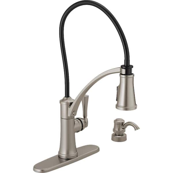 Delta Foundry Single-Handle Pull-Down Sprayer Kitchen Faucet with Shield Spray and Soap Dispenser in Spot Shield Stainless