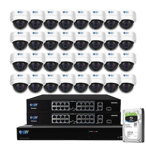 32-Channel 8MP 8TB NVR Smart Security Camera System with 32 Wired Dome Cameras 2.8 mm Fixed Lens Artificial Intelligence