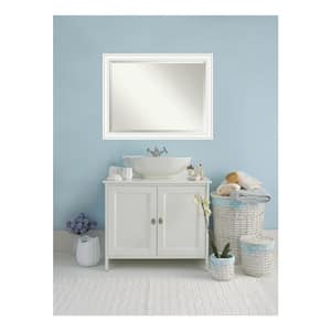 Craftsman White 45 in. x 35 in. Beveled Rectangle Wood Framed Bathroom Wall Mirror in White