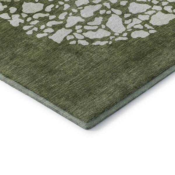 Mayfield Premium Machine Washable Indoor/Outdoor Geometric AMF643 Olive 2 ft. 6 in. x 3 ft. 10 in. Area Rug