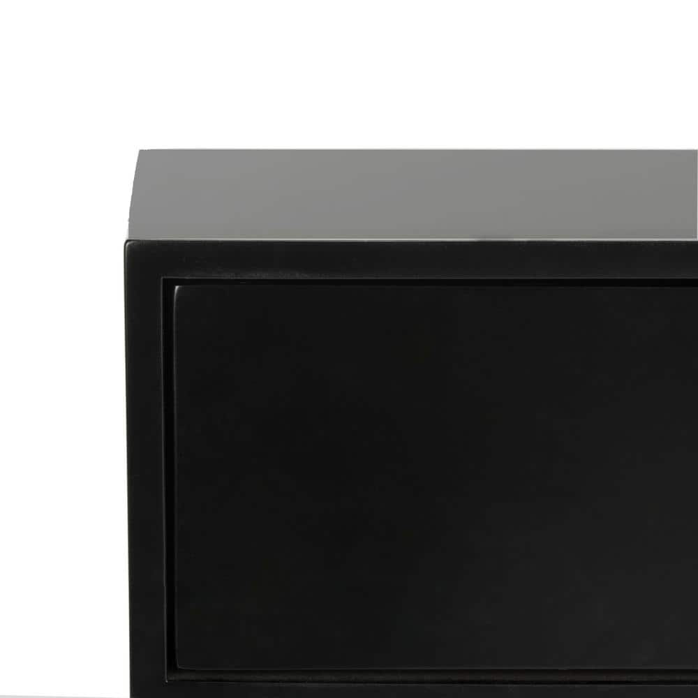 Transitional Black Wood & Metal End Table with Storage