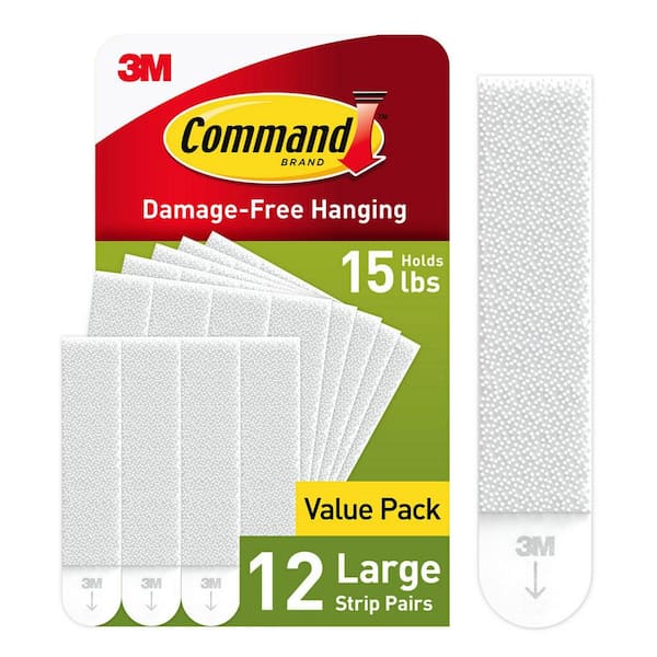 Large Picture Hanging Strips, White, Damage Free Hanging, 12 Pairs