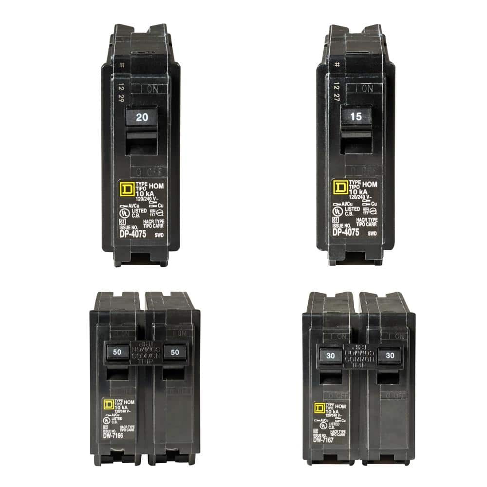 Homeline 1-20 and 1-15 Amp Single-Pole, 1-50 and 1-30 Amp 2-Pole Circuit Breakers (4-pack) price history on PriceWatchPro