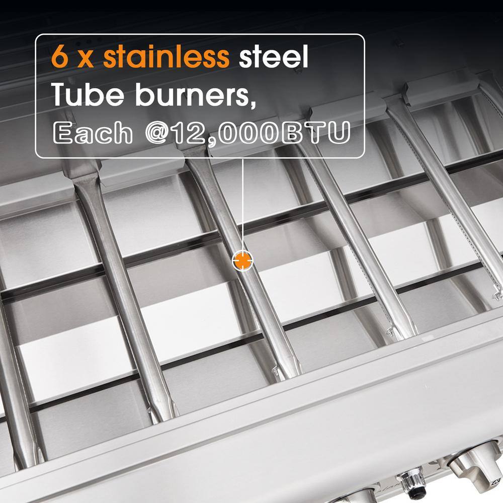 Kalamera 6-Burner Stainless Steel Built-In Gas Grill