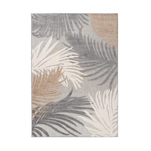 Gray 5 ft. x 7 ft. Contemporary Tropical Large Floral Indoor/Outdoor Area Rug