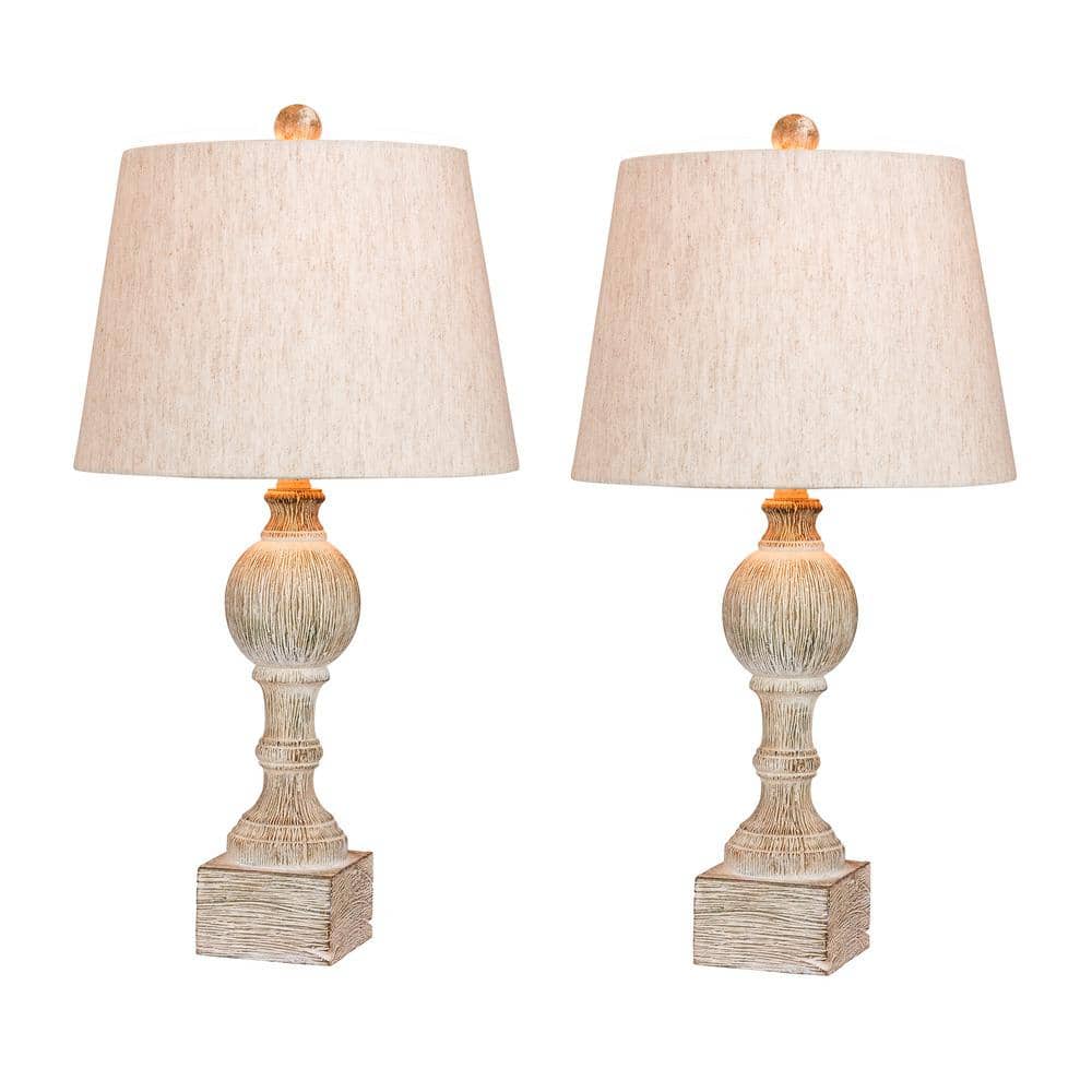 Distressed Column Resin Table Lamps, Joanna Gaines Table Lamps