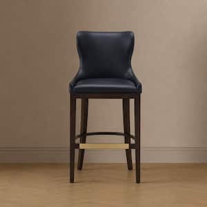 Blair Modern 29 in. H Black Beech Wood Bar Stool with Vegan Leather Upholstered Seat