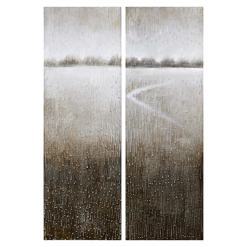 Martin Edwards Gray and Brown Abstract Canvas Wall Art Set