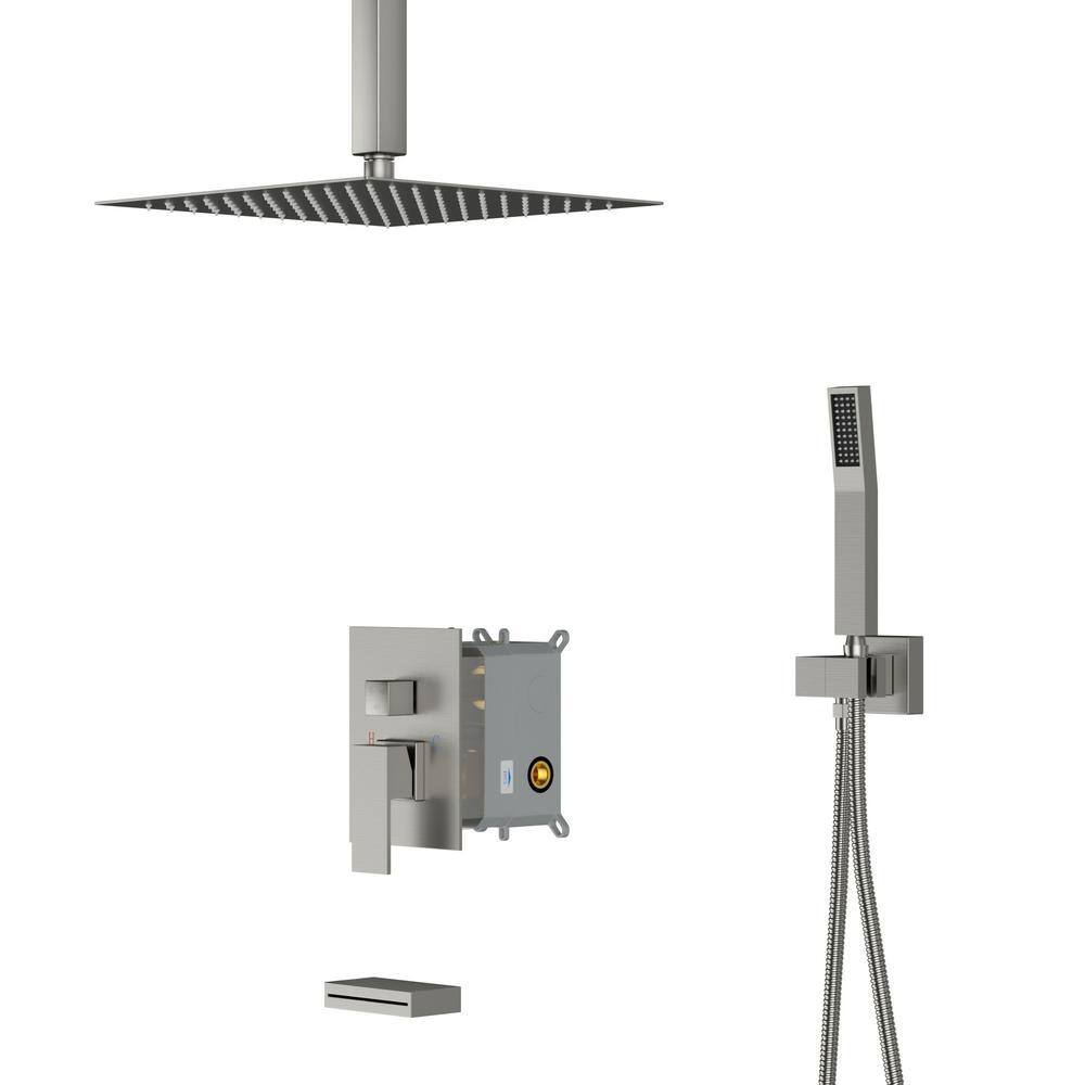 Logmey 3Spray 12 in. Dual Shower Head Ceiling Mount Fixed Rain Shower