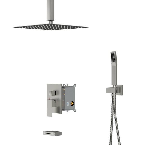 Logmey 3-Spray 12 In. Dual Shower Head Ceiling Mount Fixed Rain Shower ...