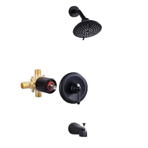 6 in. 1-Jet Shower System with Lever Handle and Thermostatic Valve in Matte Black