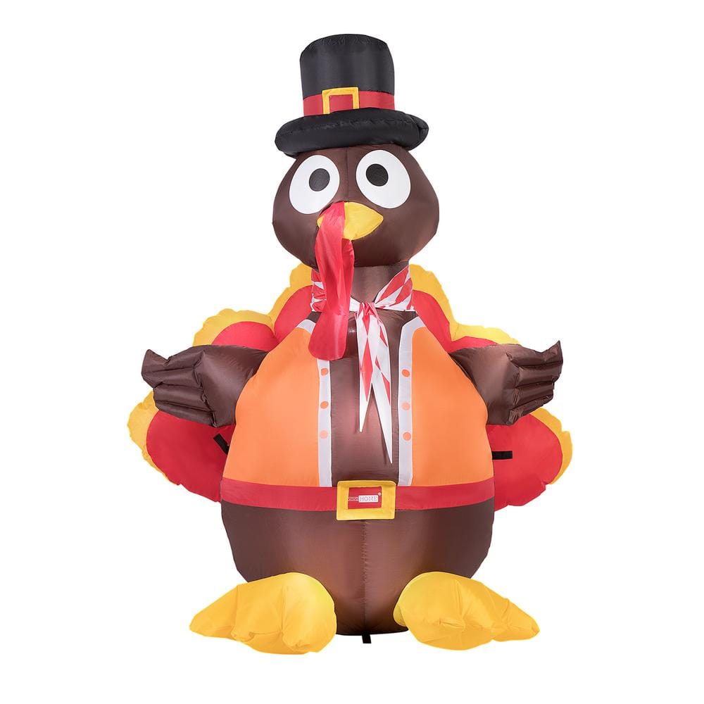 VIVOHOME 5 ft. H Thanksgiving Inflatable LED Lighted Turkey with Hat ...