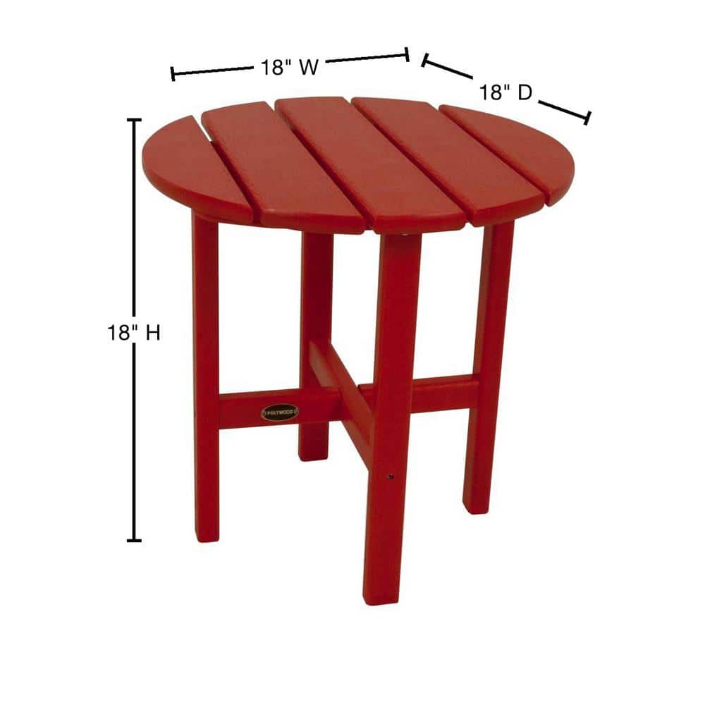 Sunset Red 18" Round Polywood Side Table