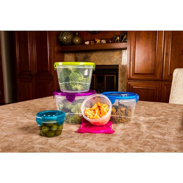 Food Storage Containers - Easy Seal Round Plastic Food Storage Containers -  3 Pack