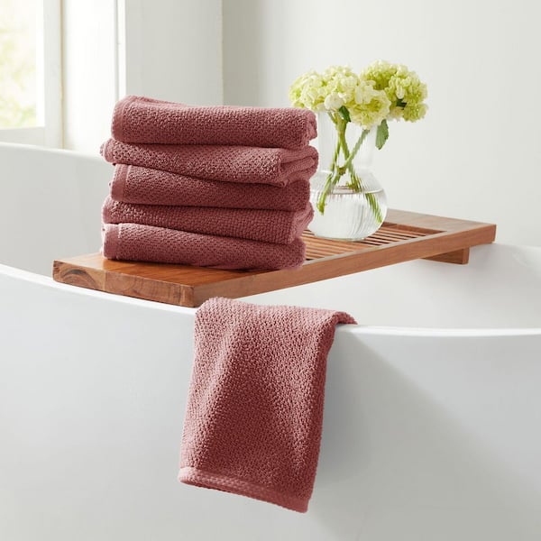 FRESHFOLDS Desert Rose 6-Pack Cotton Quick-Dry Hand Towel Set