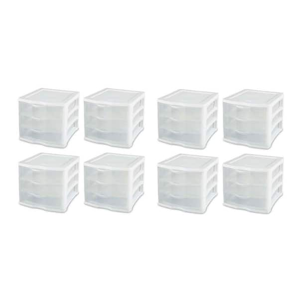 mDesign Plastic Stackable Bedroom Closet Storage Organizer with Drawer, Medium - 1 Pack - Clear