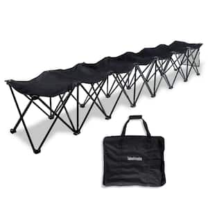 Portable 7-Seater Folding Team Sports Sideline Bench (Black)