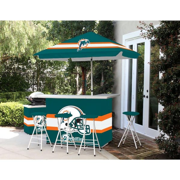Best of Times Miami Dolphins 6-Piece All-Weather Patio Bar Set with 6 ft. Umbrella