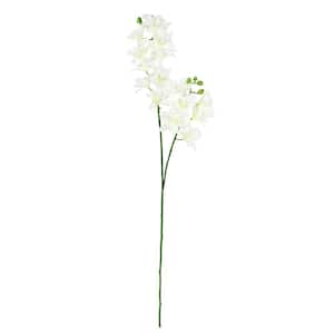 Set of 2 Large Cream White Artificial Cattleya Orchid Flower Stem Spray 35in